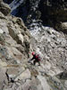 Michael downclimbing Gash Ridge....