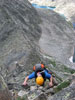 Me climbing up the last technical bit on the headwall of Blitzen Ridge....