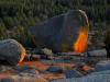 The setting sun really lit up the lichen on some of the boulders....