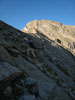 John scrambles up Arrowhead Peak's Northwest Face....